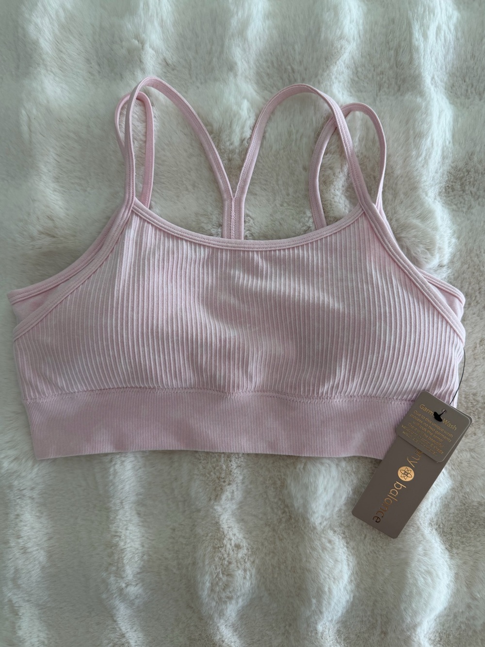 🆕 Harmony Balance | Ribbed Pink Sports Bra - Size L.